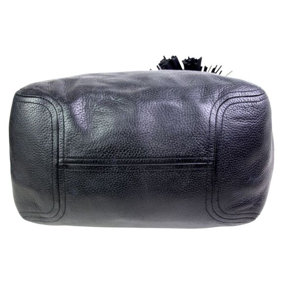 LARGE Michael Kors BLACK GENUINE LEATHER TASSEL SHOULDER BAG TOTE HANDBAG PURSE - Picture 6 of 15